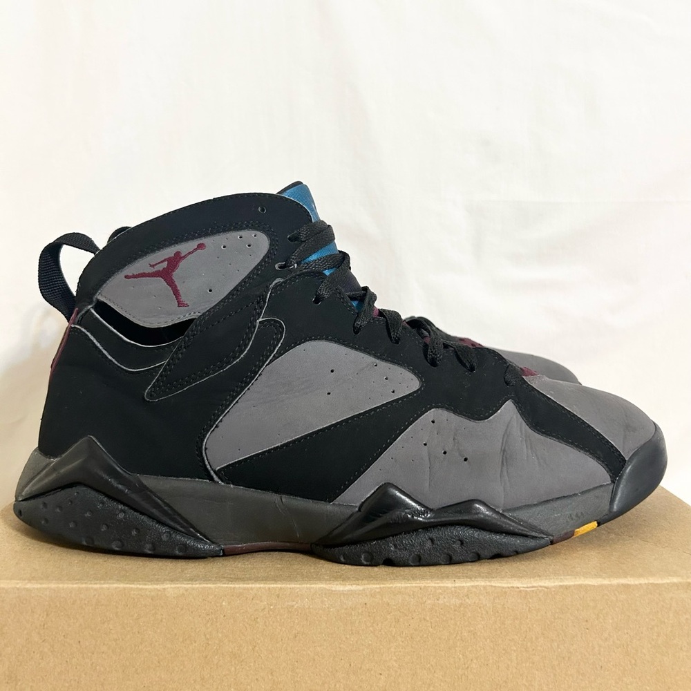 Jordan Men's High-Top Sneakers in Black and Gray with Burgundy Jumpman